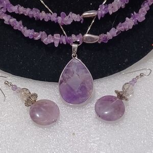 Vintage Purple and Silver Necklace Set